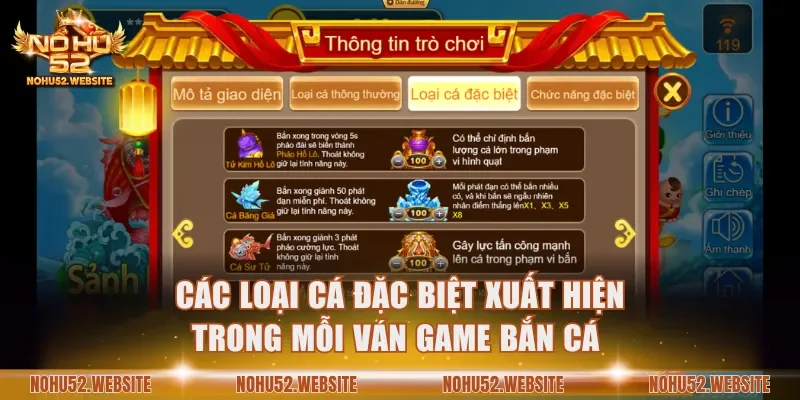 Các loại cá đặc biệt xuất hiện trong mỗi ván game bắn cá
